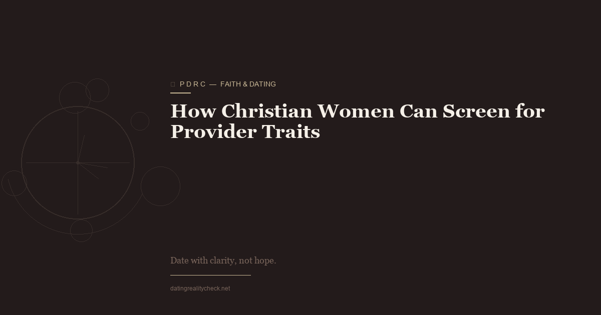 How Christian Women Can Screen for Provider Traits