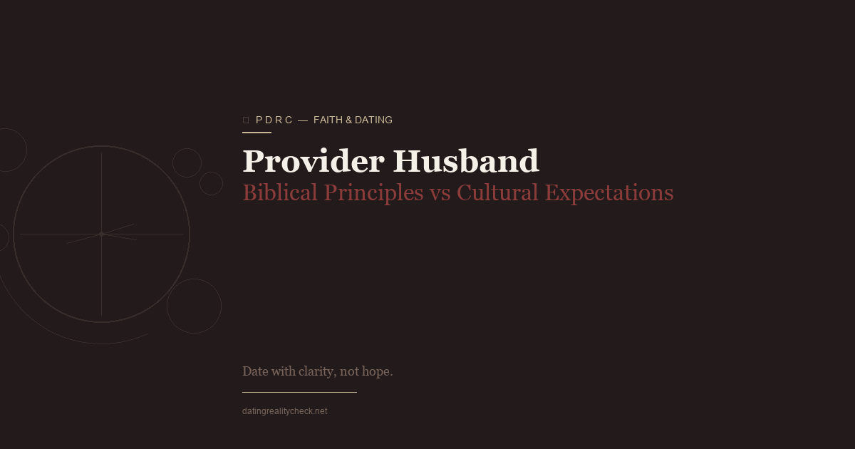 Provider Husband — Bible vs Culture